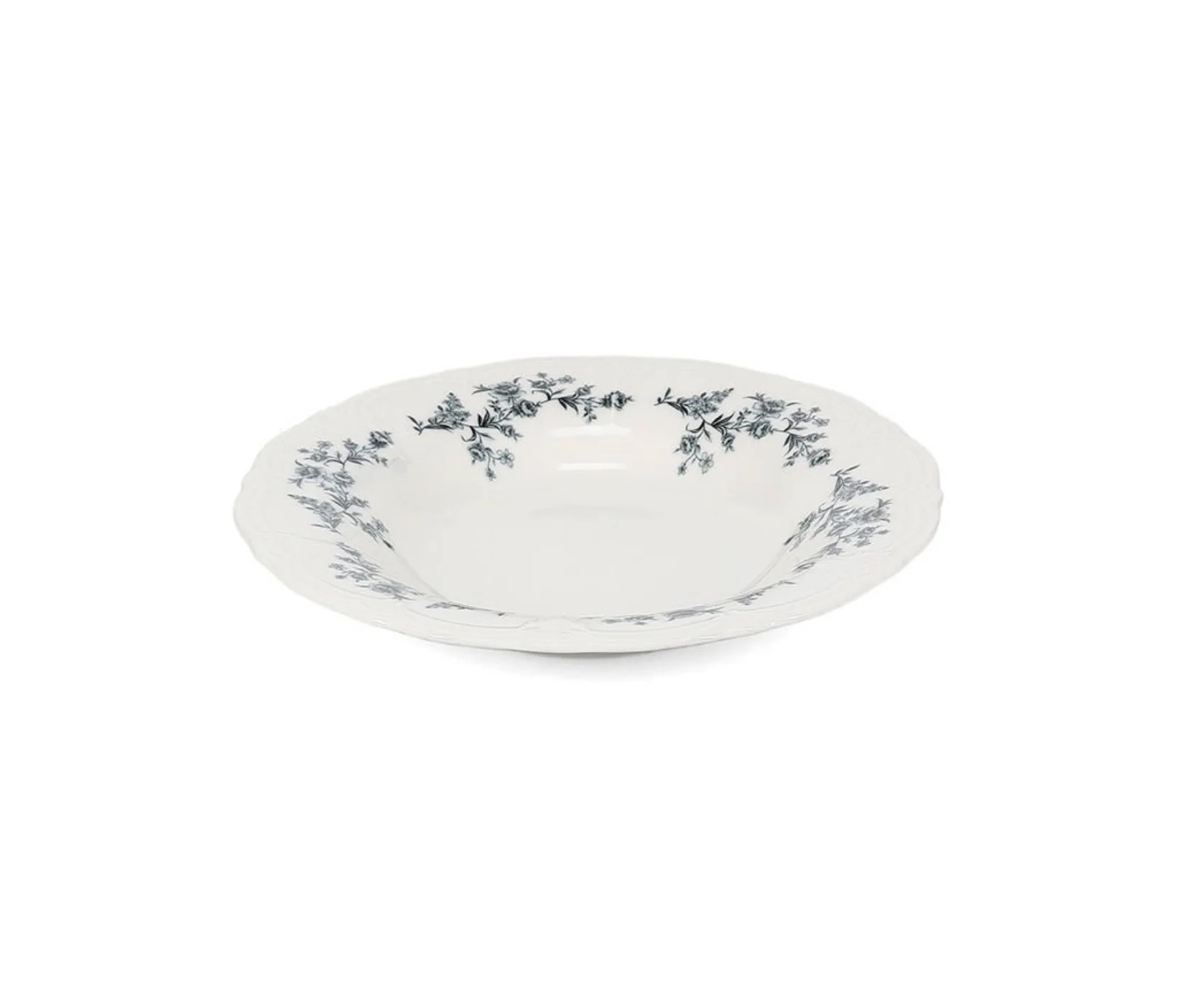Bon Bistro Diep Bord 23,5/14XH4cm Black Flower Retro