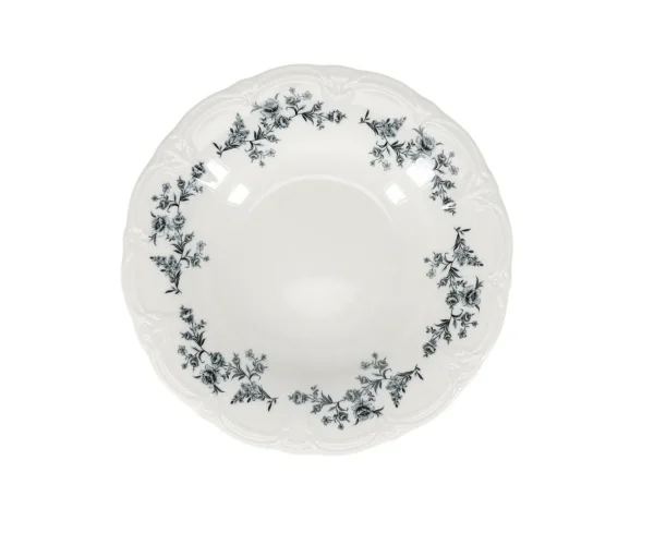 Bon Bistro Diep Bord 23,5/14XH4cm Black Flower Retro