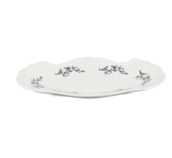 Bon Bistro Serveerschaal 26X16cm Black Flower Retro
