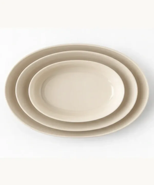 Beige Ovale Glazen Ovenschalen – 3-delige Set