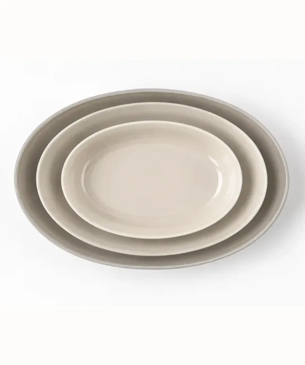Grijs-Beige Ovale Glazen Ovenschalen – 3-delige Set