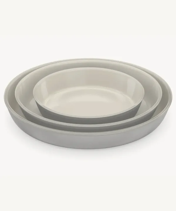 Grijs-Beige Ovale Glazen Ovenschalen – 3-delige Set