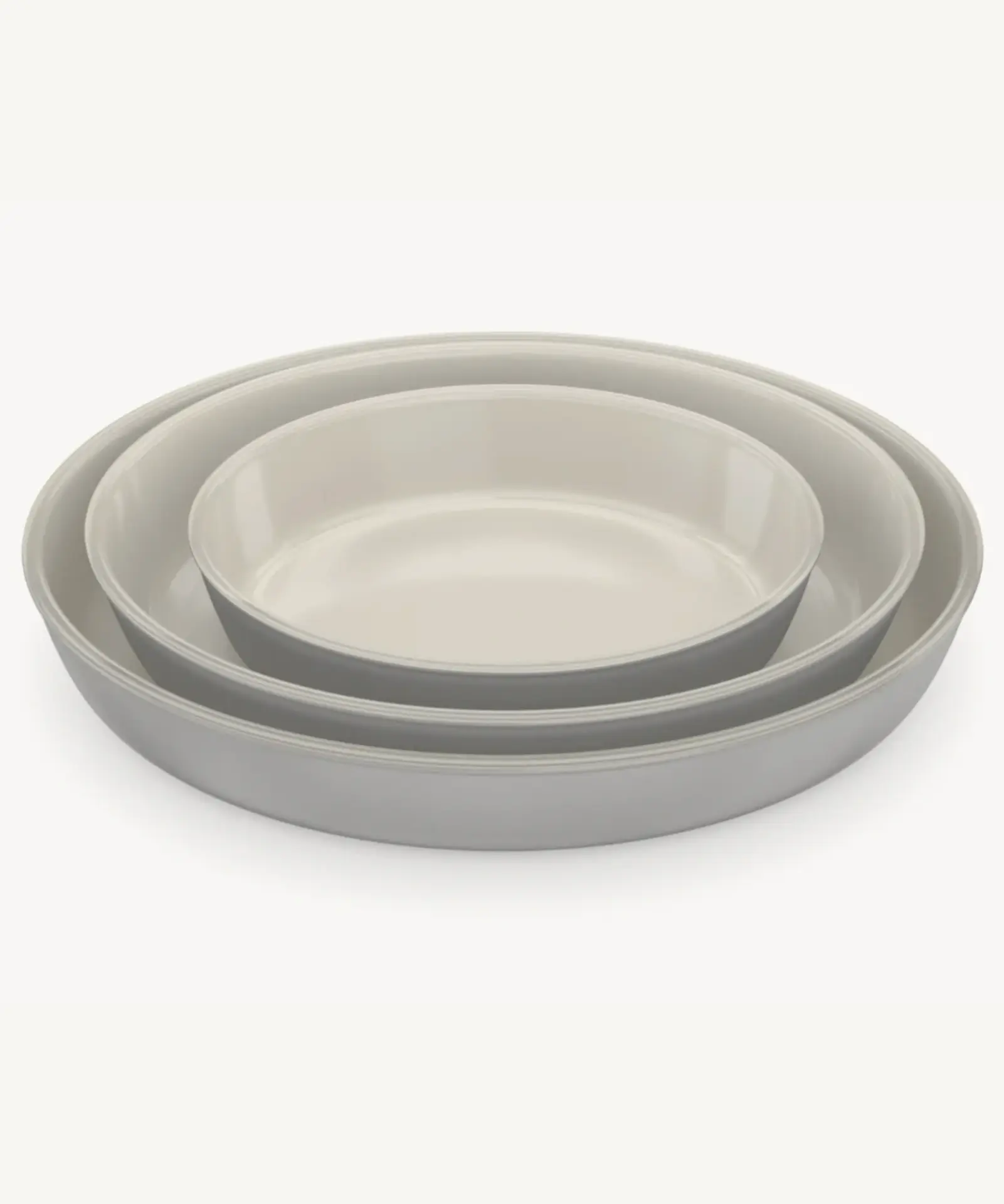 Grijs-Beige Ovale Glazen Ovenschalen – 3-delige Set