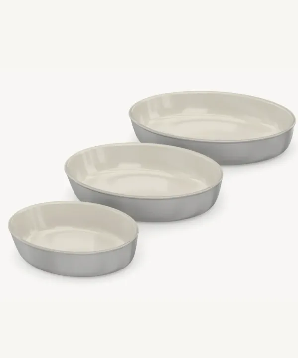 Grijs-Beige Ovale Glazen Ovenschalen – 3-delige Set
