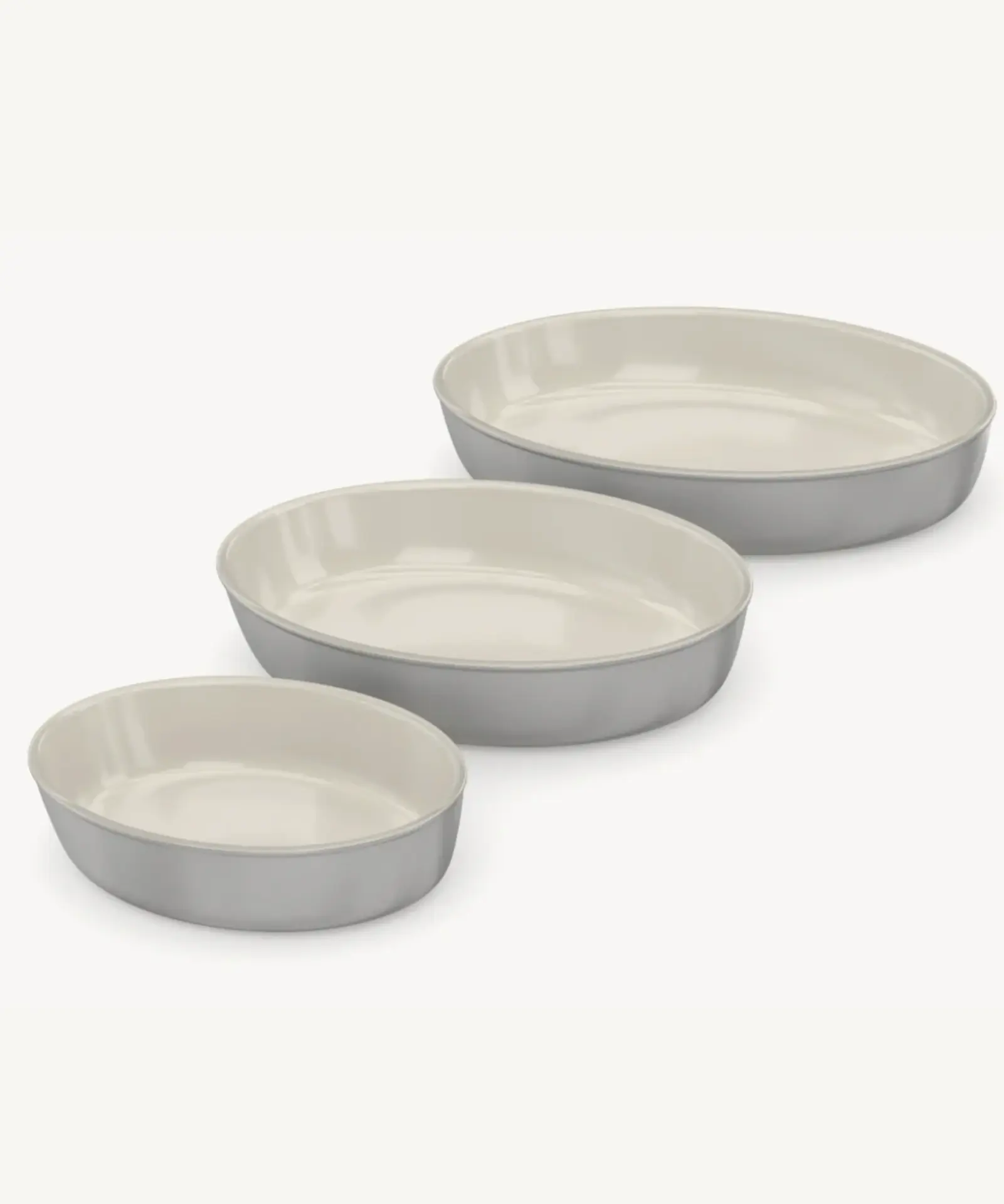 Grijs-Beige Ovale Glazen Ovenschalen – 3-delige Set