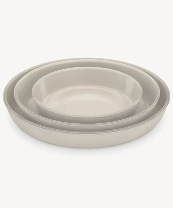 Beige Ovale Glazen Ovenschalen – 3-delige Set