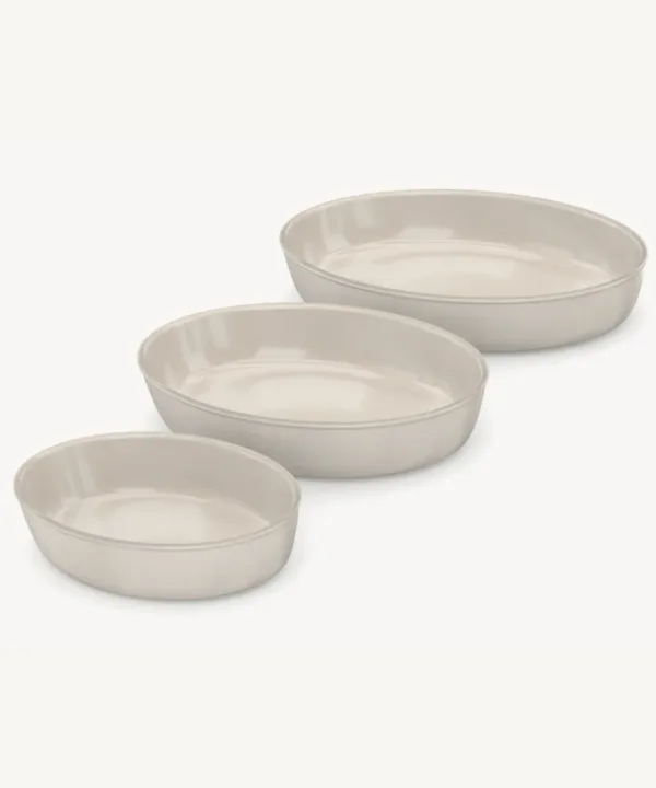 Beige Ovale Glazen Ovenschalen – 3-delige Set