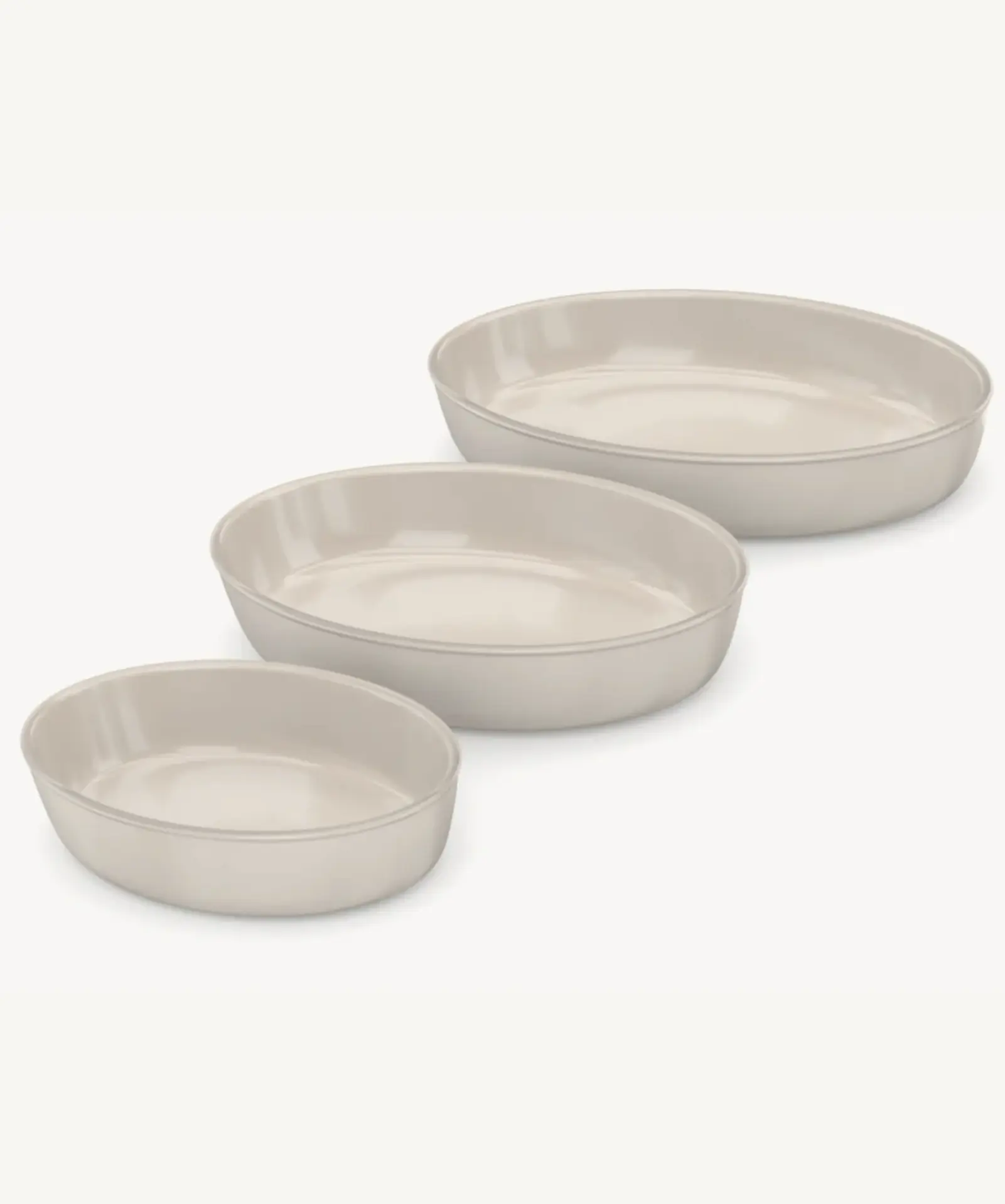 Beige Ovale Glazen Ovenschalen – 3-delige Set