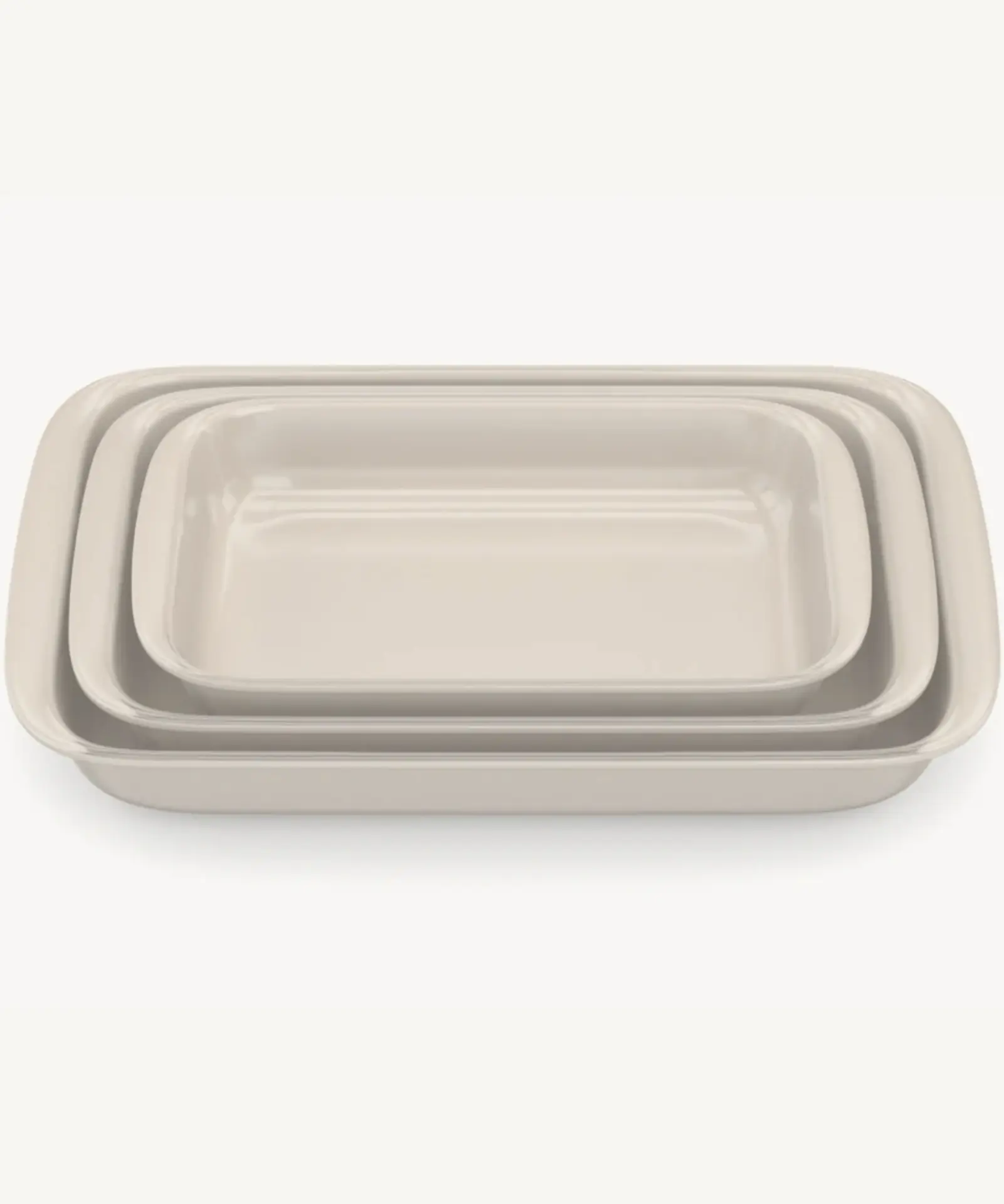 Beige Rechthoekige Glazen Ovenschalen – 3-delige Set