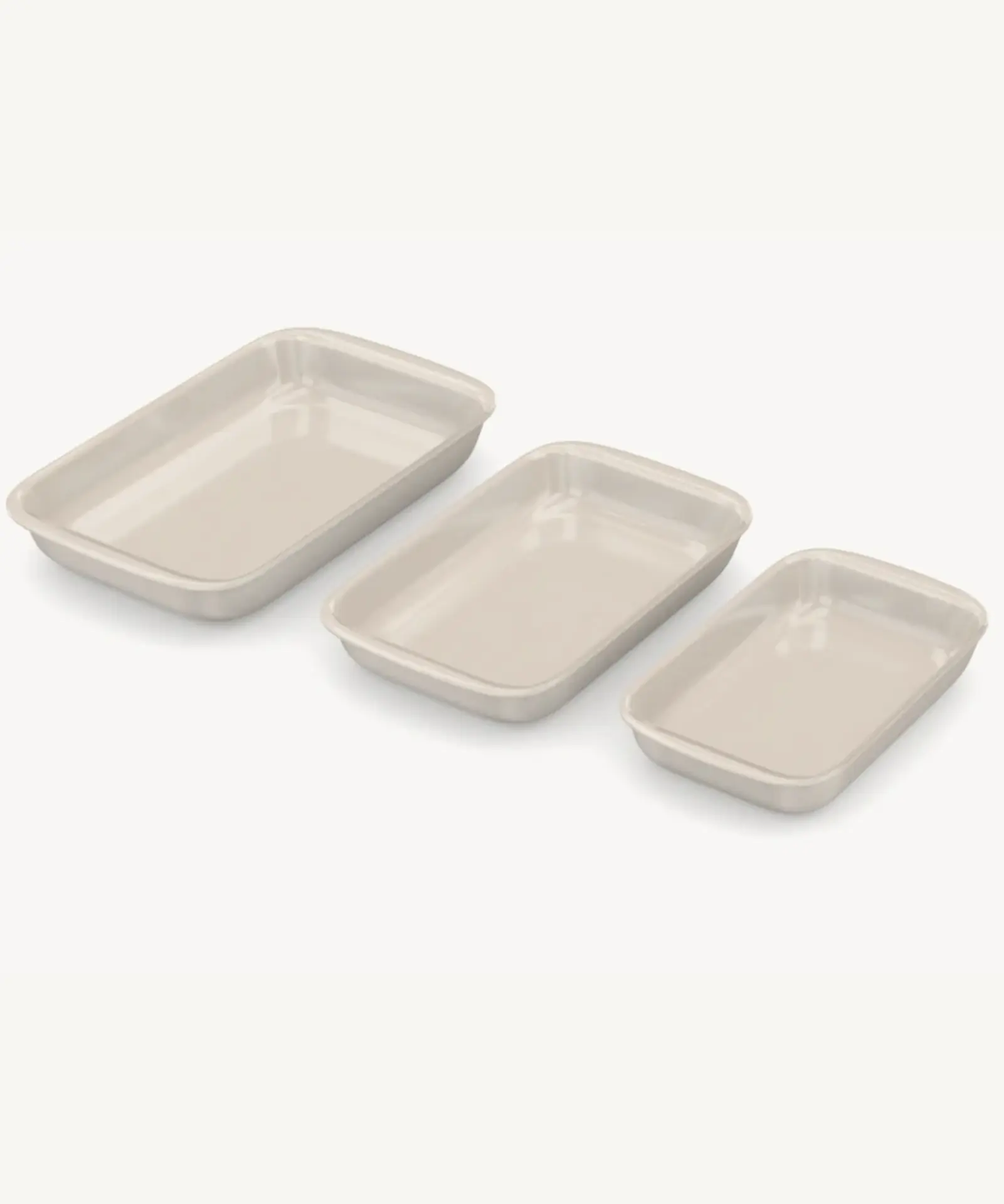 Beige Rechthoekige Glazen Ovenschalen – 3-delige Set
