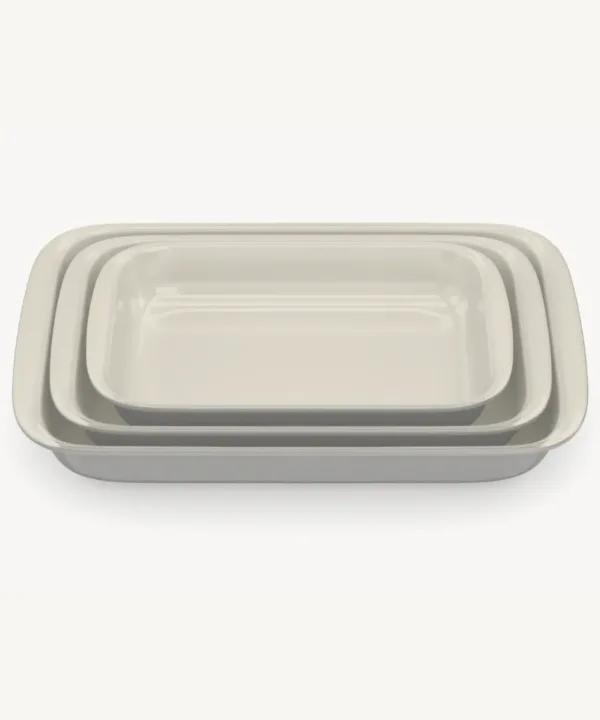 Grijs-Beige Rechthoekige Glazen Ovenschalen – 3-delige Set