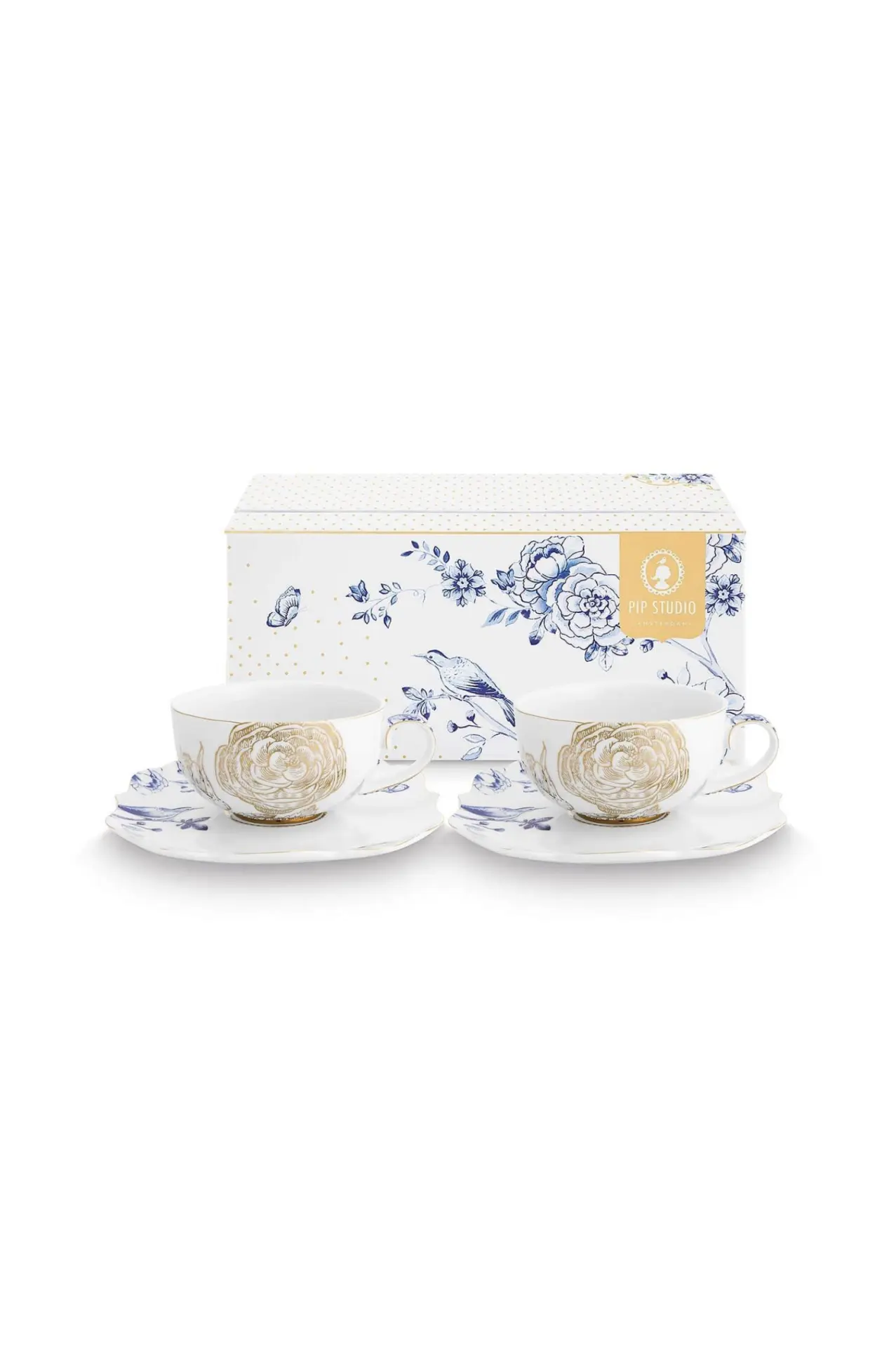 Pip Studio Set/2 Thee Kop & Schotel Royal White 250ml