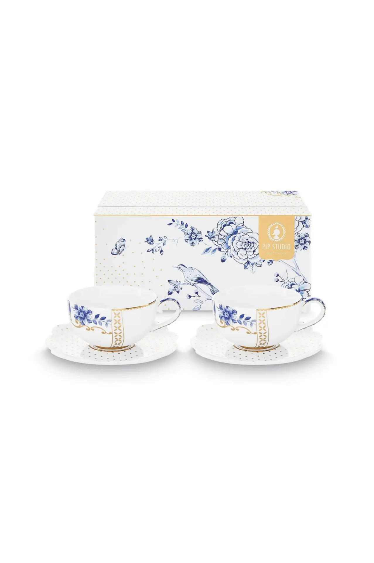 Pip Studio Set/2 - Espresso Kop & Schotel Royal White 125ml