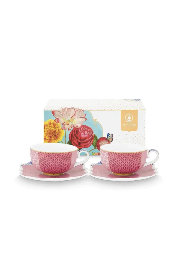 Pip Studio Set/2 - Espresso Kop & Schotel Royal Roze 125ml