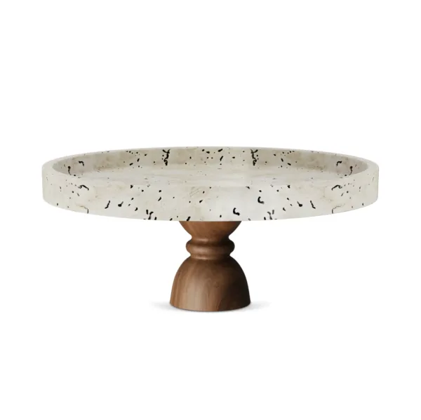 Decoratief plateau op houten voet -Athena-  Ø 28×12.5 cm