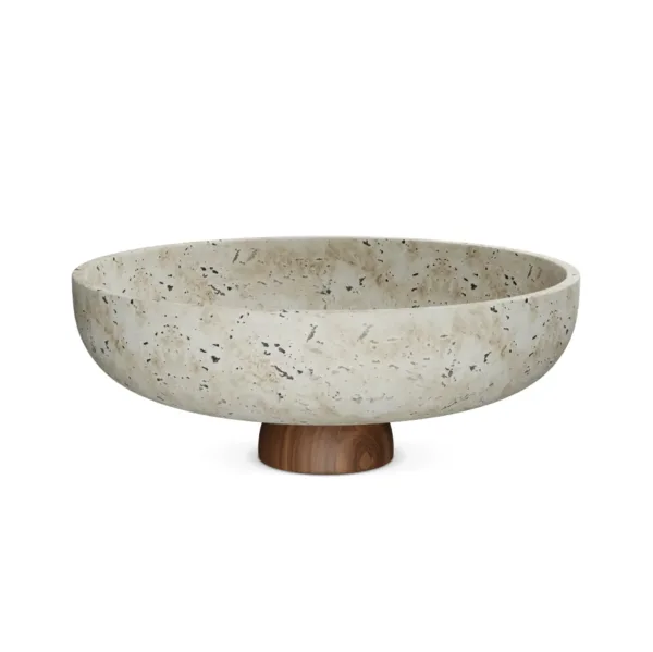 Decoratief schaal op houten voet -Athena-  Ø 28×11 cm
