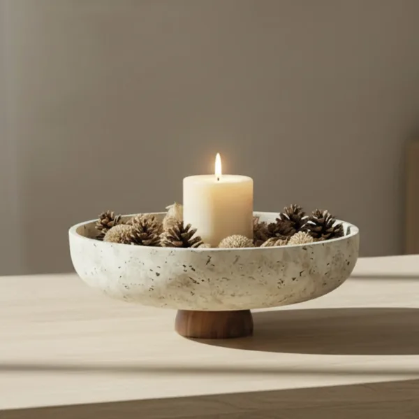 Decoratief schaal op houten voet -Athena-  Ø 28×11 cm