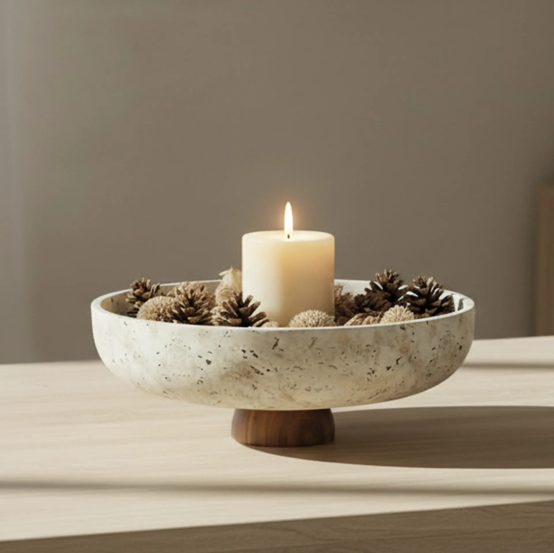 Decoratief schaal op houten voet -Athena-  Ø 28×11 cm