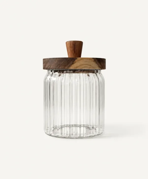 Voorraadpot Stripe met acaciahouten deksel, 500 ml