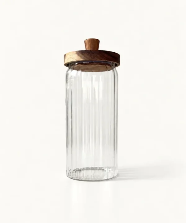 Voorraadpot Stripe met acaciahouten deksel, 1000 ml