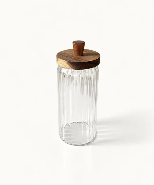 Voorraadpot Stripe met acaciahouten deksel, 1000 ml