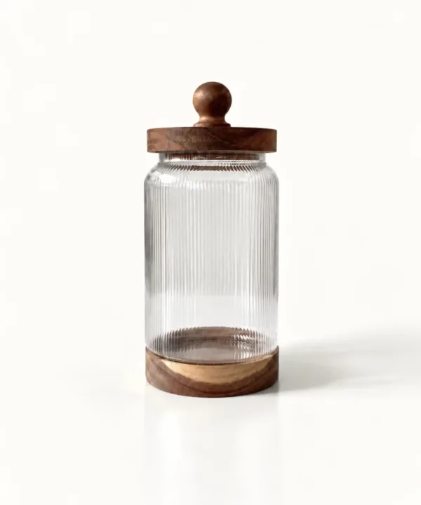 Voorraadpot Stripe met acaciahouten deksel – 900 ml