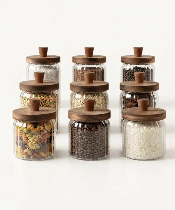 Voorraadpotten Acacia Stripe – Set van 9 stuks