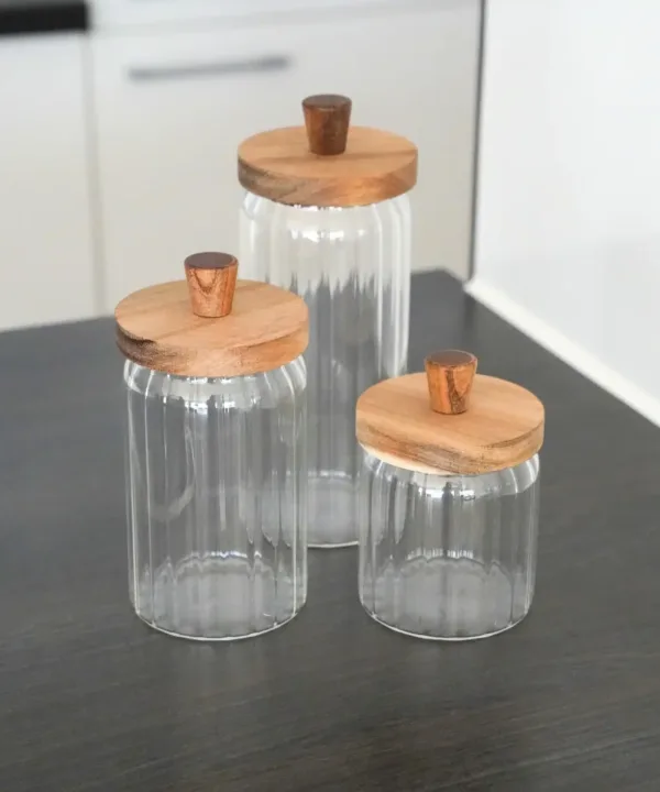 Voorraadpotten Acacia Stripe – Set van 9 stuks