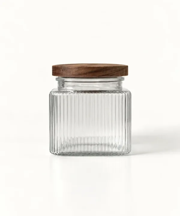 Voorraadpot Stripe met acaciahouten deksel, 1400 ml
