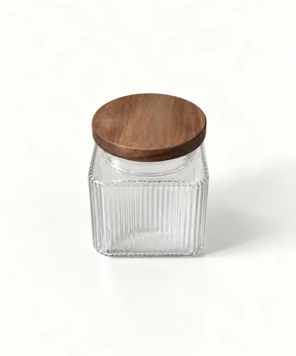 Voorraadpot Stripe met acaciahouten deksel, 1400 ml