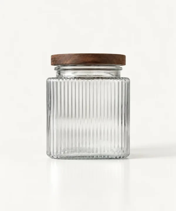Voorraadpot Stripe met acaciahouten deksel, 1900 ml