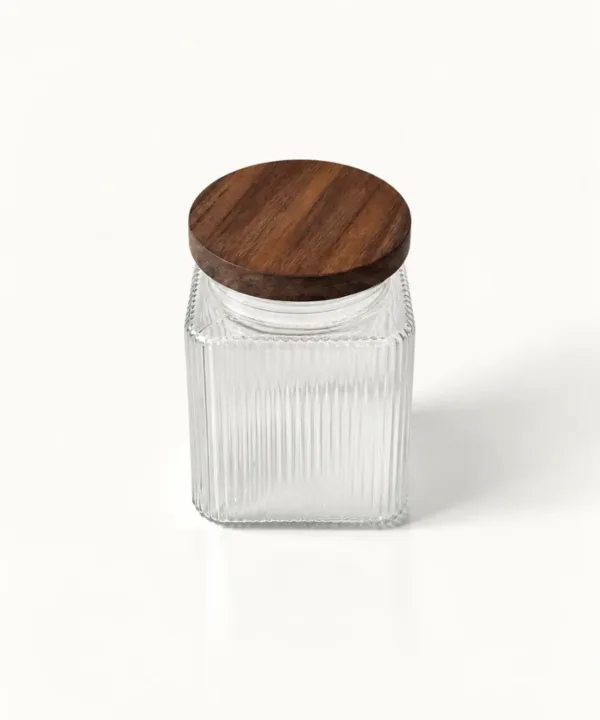 Voorraadpot Stripe met acaciahouten deksel, 1900 ml