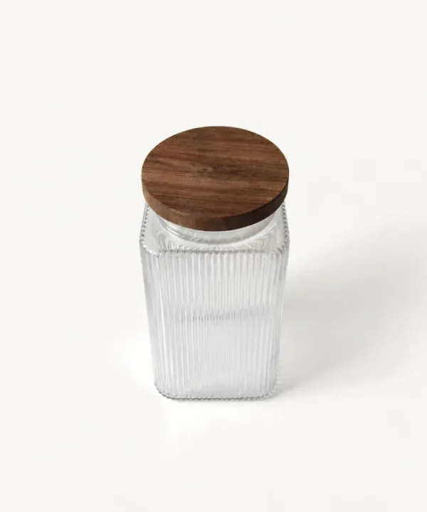 Voorraadpot Stripe met acaciahouten deksel, 2900 ml