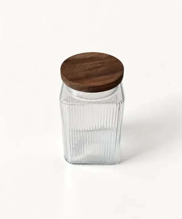 Voorraadpot Stripe met acaciahouten deksel, 2300 ml