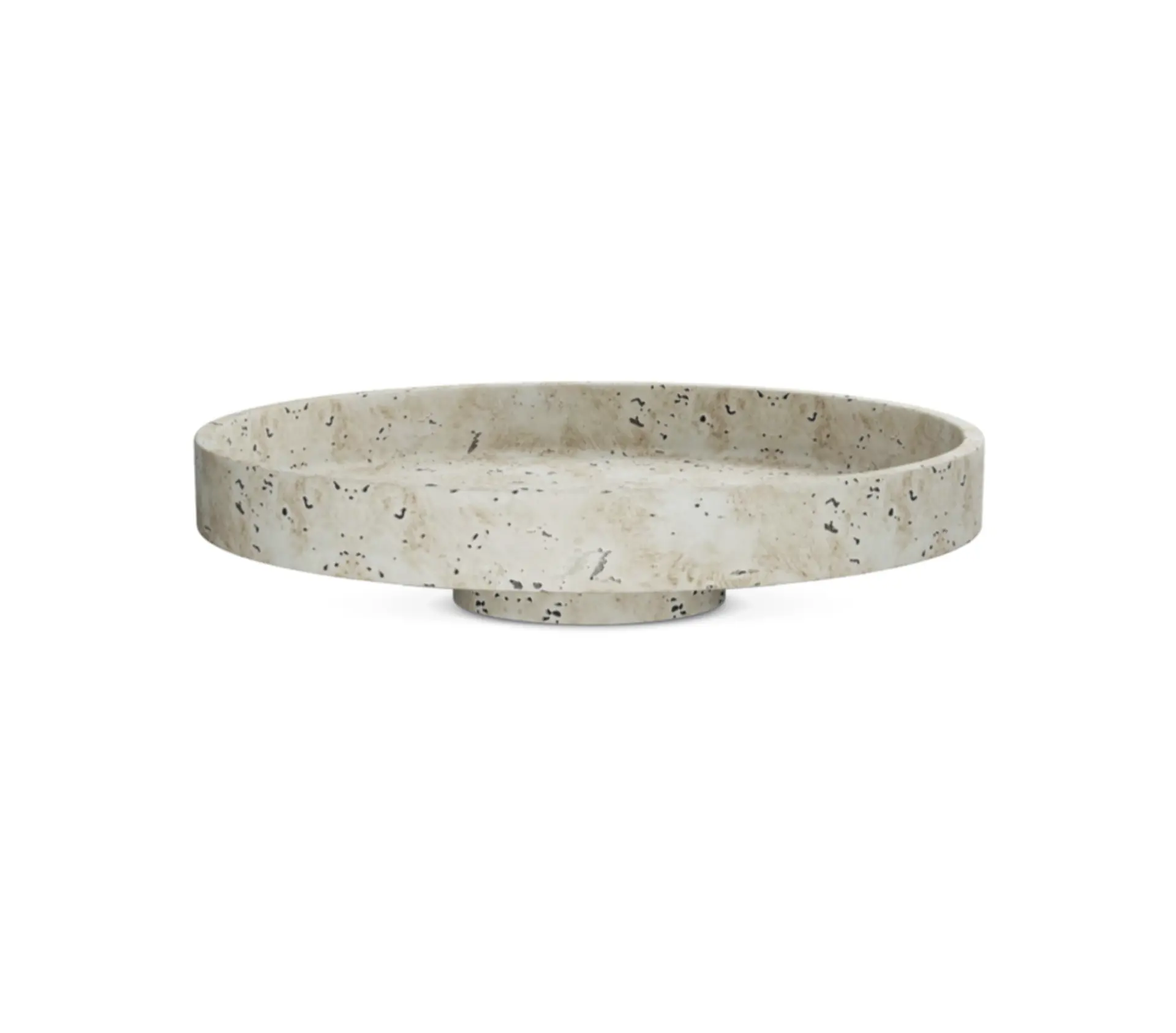 Decoratief plateau op voet -Travertinlook-  Ø 26×7 cm