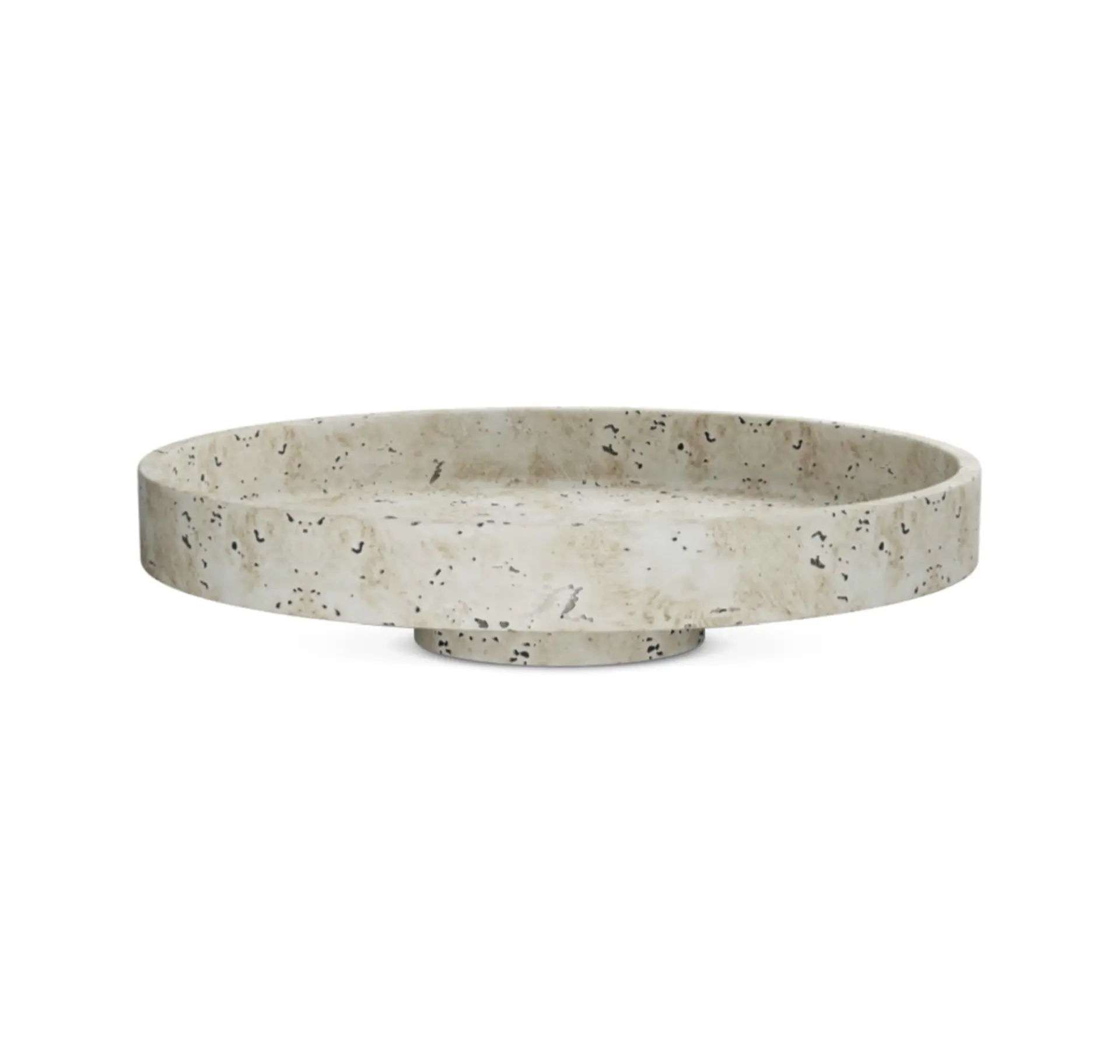 Decoratief plateau op voet -Travertinlook-  Ø 30×8 cm
